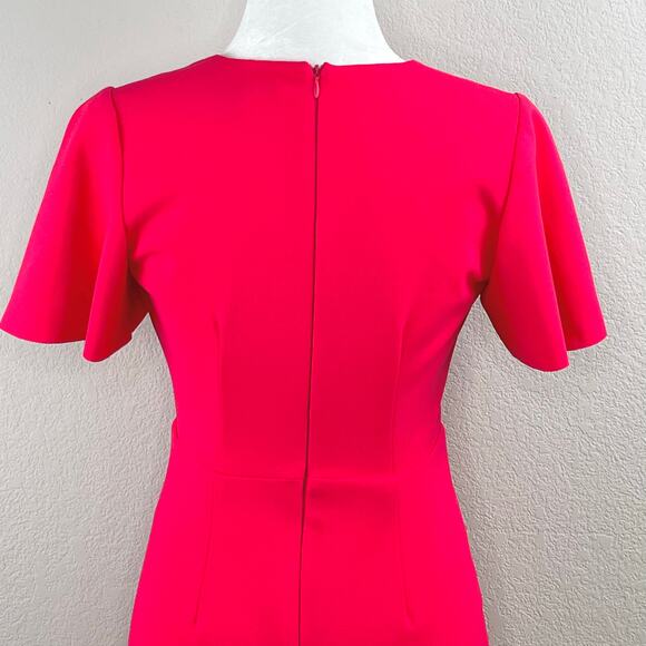 Maggy London Pink Twist Flutter Sleeve Surplice Fit & Flare Mini Dress 2 NWOT - Picture 9 of 13